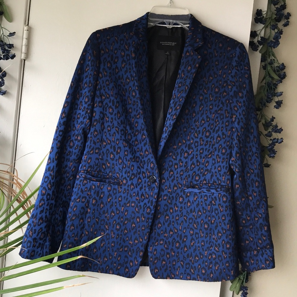 Banana Republic Leopard Print Boyfriend Blazer